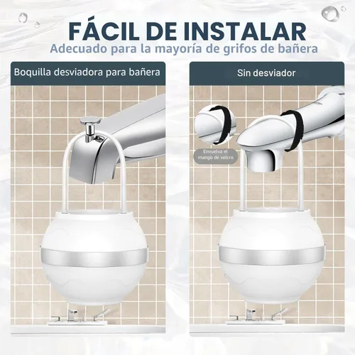 Miniatura 7 de Filtro de baño para grifo de bañera, filtro de agua de baño de 10 etapas de 2,500 galones, elimina contaminantes y equilibrador de pH, mejora