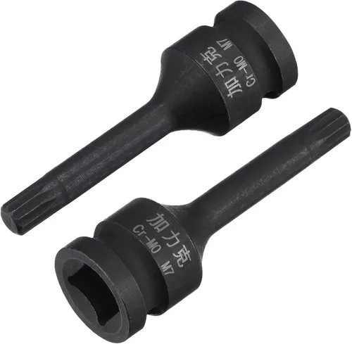 uxcell M7 Impact Spline Bit Socket, 3/8" Square Drive 2.362 in Longitud CR-MO Tamaños métricos 2 Pcs