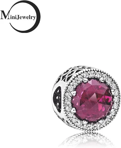 Miniatura 2 de MiniJewelry Abalorio de corazón radiante para pulseras Pandora, circonita cúbica, piedra de nacimiento de cumpleaños, plata de ley para pulseras