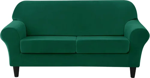 Miniatura 10 de OBCREAT Funda para sofá, 4 piezas, terciopelo elástico, para sofá de 3 cojines, funda de sofá suave con parte inferior elástica, protector