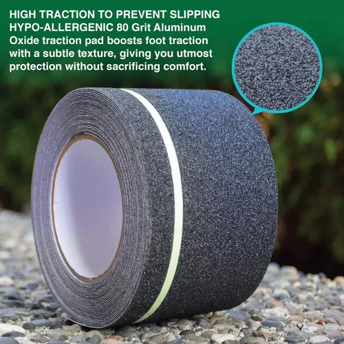 Miniatura 4 de LifeGrip - Cinta de tracción antideslizante con rayas verdes que brillan en la oscuridad, 4 pulgadas x 30 pies, mejor agarre, fricción y adhesivo