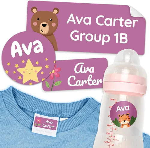 Miniatura 14 de Etiquetas de nombre personalizadas para la guardería para niños verdes [50 piezas] - Adhesivos de nombre resistentes al agua para la escuela