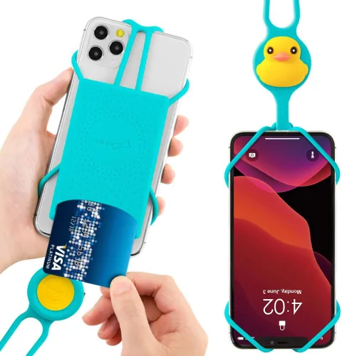 Miniatura 11 de Cordón para llevar teléfono celular + soporte de cuello 2 y protector de teléfono 2 Negro