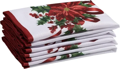 Miniatura 4 de Kadut Cinta de Navidad, Servilletas de Tela, (17x17 Pulgadas) Juego de Cinta de Navidad de 4 Servilletas de Cena, Tela de Alta Resistencia