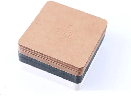 Miniatura 3 de Broche de papel kraft de 100 piezas, tarjetas con broche cuadrado, soporte para exhibir tarjetas, aretes marrones, etiqueta para vender joyas