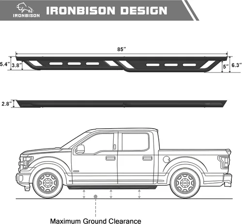 Miniatura 7 de IRONBISON Estribos compatibles con Silverado/Sierra 1500 Crew Cab 2019-2026 Silverado/Sierra 2500/3500 Crew Cab 2020-2026 Crew Cab Heavy Duty