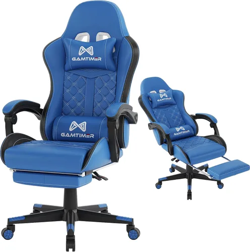 Miniatura 12 de Gamtimer Silla para videojuegos, silla para adultos de 400 libras, silla de computadora de respaldo alto con reposapiés y reposabrazos vinculados
