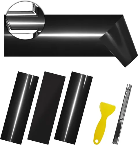 Miniatura 19 de QianBao Compatible con envoltura de vinilo de fibra de carbono de 11.8 x 4 pulgadas, kit de envoltura de emblema Chevy Bowtie con espátula y Negro 6