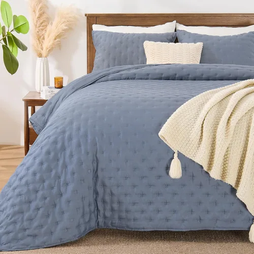 Miniatura 11 de EMME Colchas Juegos de Ropa de Cama Tamaño Queen Colcha Azul Marino, Juego de Cama Suave y Ligero Prelavado, Cubrecama de Microfibra Reversible