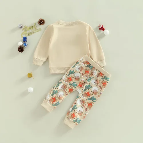 Miniatura 3 de Omkzanbi 2 piezas de ropa de otoño e invierno para bebé, sudadera de manga larga con cuello redondo, pantalones deportivos para el oeste