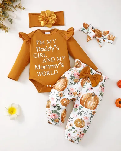 Miniatura 96 de SUNNY PIGGY Ropa para bebé recién nacida, con volantes, mameluco de algodón floral, conjunto de pantalones de algodón para niñas