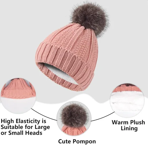 Miniatura 3 de Conjunto de bufanda de invierno para mujer, gorro de forro polar, bufandas para pantalla táctil, 3 en 1
