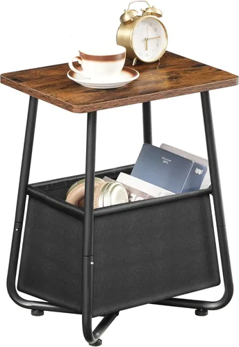 CHOEZON Mesa auxiliar de guardería con cesta de tela extraíble, mesa auxiliar pequeña para espacios pequeños, mesita de noche para guardería, sofá,
