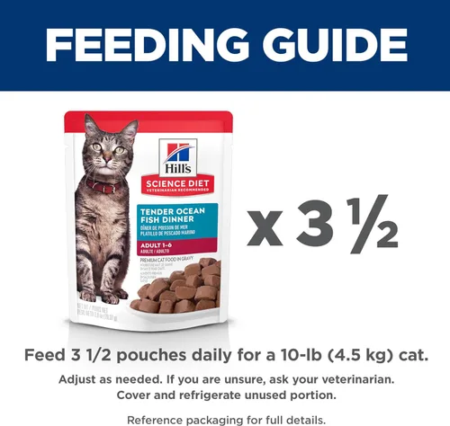 Miniatura 9 de Hill's Science Diet Adulto 1-6, Adulto 1-6 Premium Nutrition, Comida húmeda para gatos, estofado de pescado del océano, bolsa de 2.8 onzas, caja