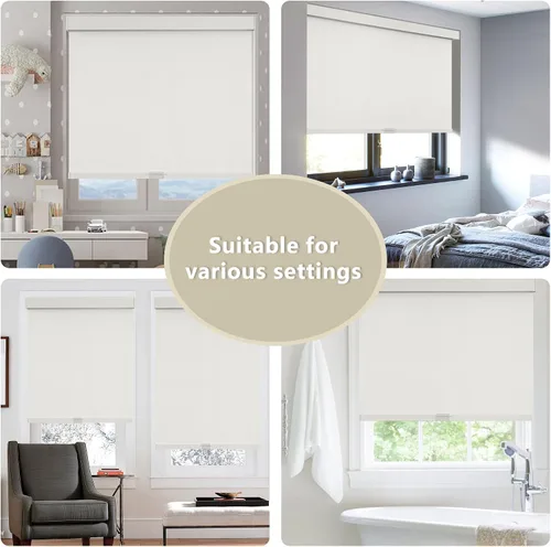 Miniatura 6 de SUNOFF Persianas Enrollables Opacas Inalámbricas para Ventanas de Parada Libre, Bajar Oscurecimiento de Habitación con Cenefa, Persianas de Tela