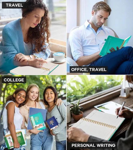 Miniatura 7 de Cuaderno de espiral para mujeres y hombres, 300 páginas rayadas numeradas, con rayas universitarias, cuaderno A5 encuadernado en espiral de tapa Azul