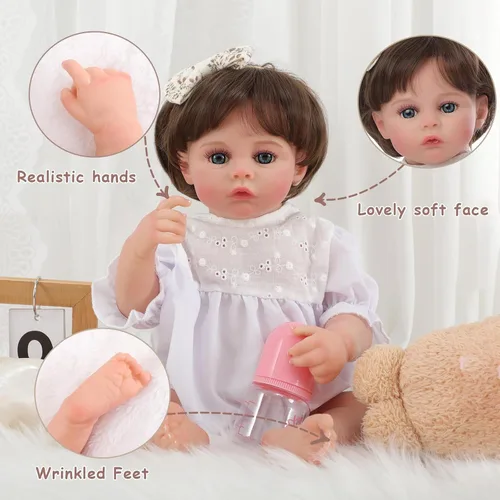 Miniatura 4 de Lifelike Reborn Baby Dolls, 18 Inch Realistic Baby Doll Silicone Full Body Real Life Girls Dolls with Anatomically Correct Muñecas Reales para Miñas