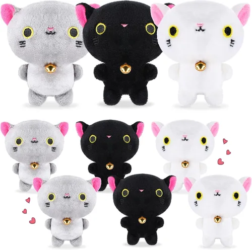 9 piezas de animales de peluche de mini gato a granel, lindo gatito de peluche suave, juguetes de peluche colgantes para llavero de bricolaje,