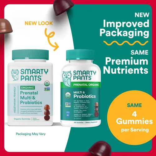 Miniatura 2 de SmartyPants Vitaminas prenatales orgánicas para mujeres, multivitamínicos: probióticos, biotina, metilfolato, omega3 (ALA), vitamina D3, C, vitamina