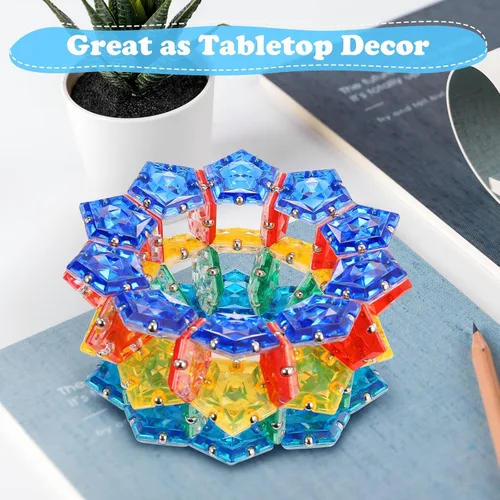 Miniatura 5 de RoomyRoc Esferas Magnéticas Antiestrés con Imanes - Cristal Diamante Azul - Juguetes Magnéticos Antiestrés - Juego de 12 Piezas - Creatividad Más