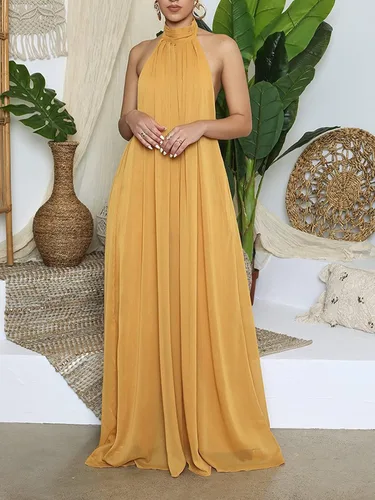 Miniatura 2 de Ekaliy - Enterizo sexi de verano para mujer, de chifón, con escote halter, sin mangas, pantalón largo de pierna ancha, enterizo de fiesta