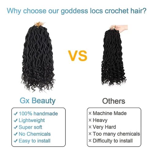 Miniatura 5 de Goddess Locs - 8 paquetes de 12 pulgadas de cabello rizado sintético de ganchillo para mujeres negras, cabello rizado pre-enlazado, extensiones de 1b