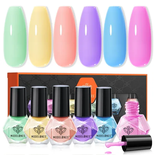 Miniatura 27 de modelones Esmalte de uñas, capa base 3 en uno, 0.5 onzas líquidas, fortalecedor de uñas transparente, secado rápido, larga duración, brillo