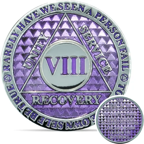 Miniatura 40 de Moneda de sobriedad de 10 años Chip AA Legacy Ficha de aniversario de recuperación de triplaca gruesa (Aqua)
