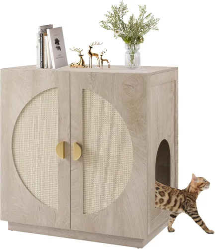 Miniatura 16 de unipaws Muebles Gabinete para Caja de Arena de Gatos, Baño para Gatos, Cubierta de Caja de Arena Oculta, Gabinete para Gato Grande, Cajas de Arena