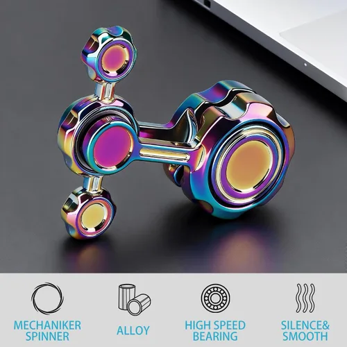 Miniatura 4 de Juguete giratorio de metal que brilla en la oscuridad, juguete antiestrés luminoso para niños y adultos, 2 brazos, juguete sensorial de escritorio