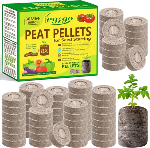 Miniatura 11 de Legigo 50 piezas de pellets de turba de 36 mm para inicio de semillas - Cápsulas de inicio de semillas comprimidas, pellets de inicio de semillas