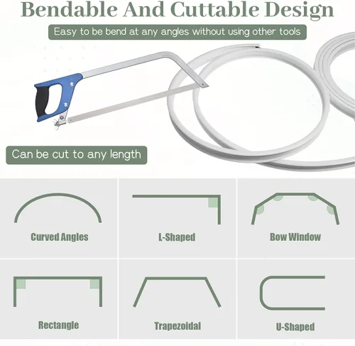 Miniatura 4 de Riel de cortina de techo de 20 pies, montaje en techo o pared, sistema de riel de cortina flexible curvado, flexible y flexible para cortinas