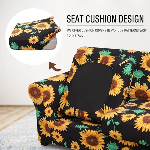 Miniatura 2 de hyha Fundas para sofá, fundas para silla/sofá, diseño floral, elásticas, estampadas, 2 piezas, funda para sillón, funda de cojín separada para sofá