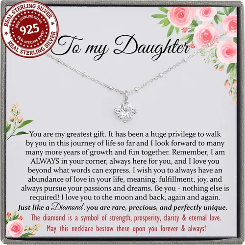 Miniatura 56 de Collar de hija relleno de oro de mamá o papá, collar clásico de perlas blancas con mensaje significativo, listo para regalar