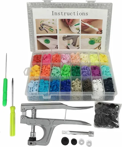 Miniatura 5 de FQTANJU Juego de alicates a presión, 1500 botones de plástico T5, broches de plástico, herramienta de mano, cierre perfecto para coser ropa, Botones