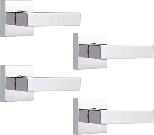 Miniatura 124 de Probrico Paquete de 4 manijas de puerta simuladas en negro mate, manijas interiores que no giran, manijas reversibles resistentes para interiores