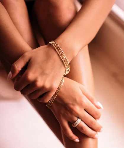 Miniatura 6 de Barzel Pulsera de malla chapada en oro de 18 quilates para mujer, fabricada en Brasil, Metal, no conocido