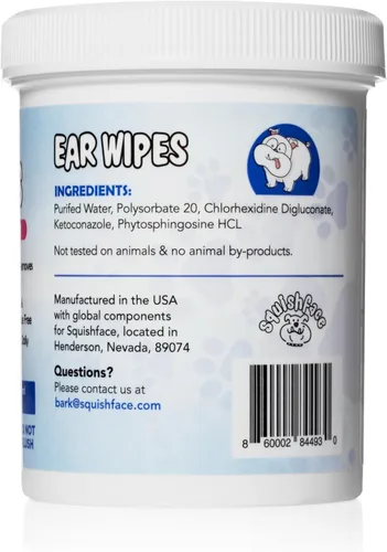 Miniatura 2 de Squishface Toallitas individuales para aliviar las orejas de perro, ingredientes no alérgicos y fórmula que reduce la irritación, limpia