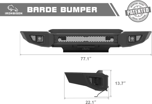 Miniatura 6 de IRONBISON Parachoques delantero Compatible con Ford F150 2021-2023 (Excl. F150 Lighting EV 2022-2023) Protección delantera para camioneta con 2