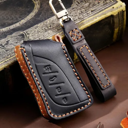 Miniatura 6 de Funda de llavero de cuero para llaves de auto Lexus 2021-2025 ES RX 350 Compatible con la nueva carcasa de llave Lexus LS NX Negra