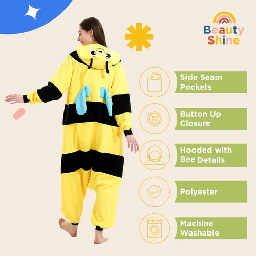Miniatura 6 de Beauty Shine Disfraz unisex de dibujos animados para adultos, para Halloween, Navidad, pijama, mameluco de felpa para cosplay