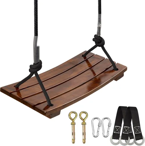 PELLOR Asiento de columpio de madera anticorrosivo, impermeable, interior/exterior, 17.7x7.9x0.6 pulgadas Chocolate