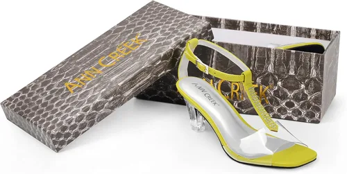 Miniatura 7 de ANN CREEK Sandalias de tacón transparente con correa en T y diamantes de imitación para mujer