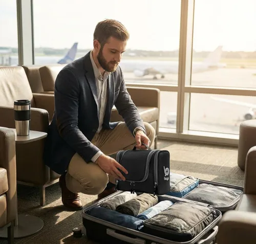 Miniatura 9 de Bolsa de Aseo de Viaje Bago Bolsa de Aseo Impermeable Colgante Bolsa de Aseo Grande para Baño y Viaje Organizador de Bolsa de Artículos de Tocador