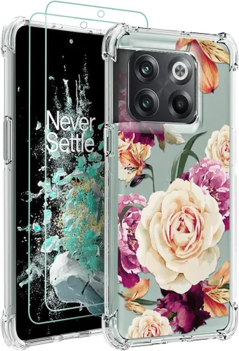 Miniatura 9 de Osophter Funda para OnePlus 10T – Transparente Niña Mujer Flor Floral con Protector de Pantalla con Esquinas Reforzadas TPU Flexible Funda