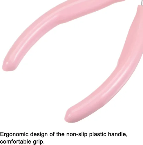 Miniatura 5 de HARFINGTON Alicates de precisión laterales de corte diagonal de 4.5 pulgadas con mango de plástico rosa para manualidades, fabricación de joyas