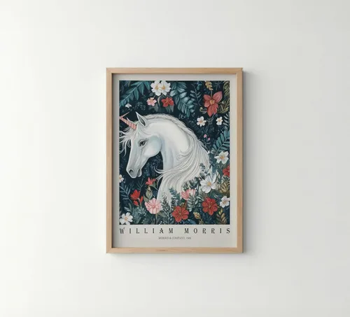 Miniatura 38 de Póster con impresión artística de gato negro, estilo William Morris, floral retro de mediados de siglo, botánico, victoriano, Academia oscura