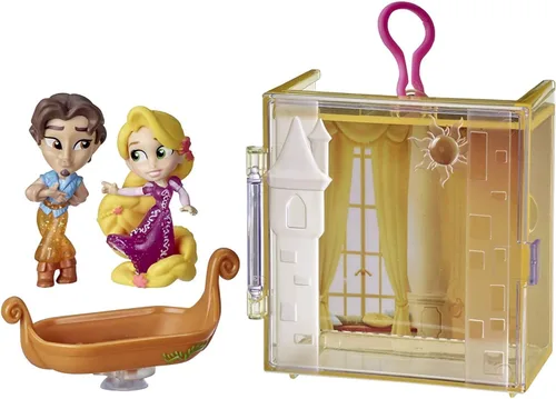 Disney Princess Perfect Pairs Rapunzel, divertido juguete enredado con 2 muñecas, vitrina y soporte para barco, para niños de 3 años en adelante