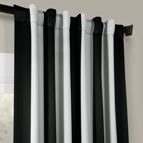 Miniatura 4 de HPD Half Price Drapes BOCH-KC43-63 - Cortinas de Lino con Rayas para Oscurecer la Sala de Estar (1 Panel), 50 x 63 Pulgadas, Color Negro Toldo