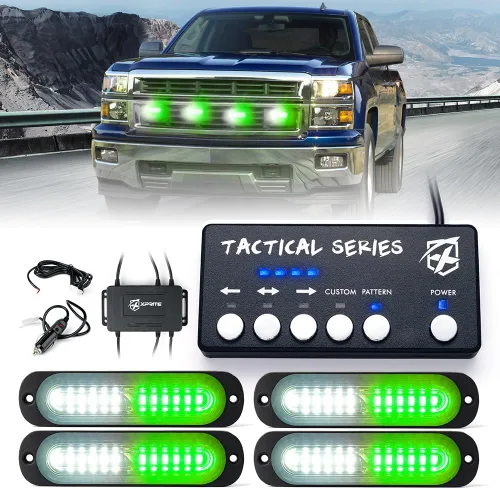 Miniatura 11 de Xprite Kit de luces estroboscópicas LED ámbar para montaje en superficie, parrilla de parrilla lateral, luz intermitente de advertencia